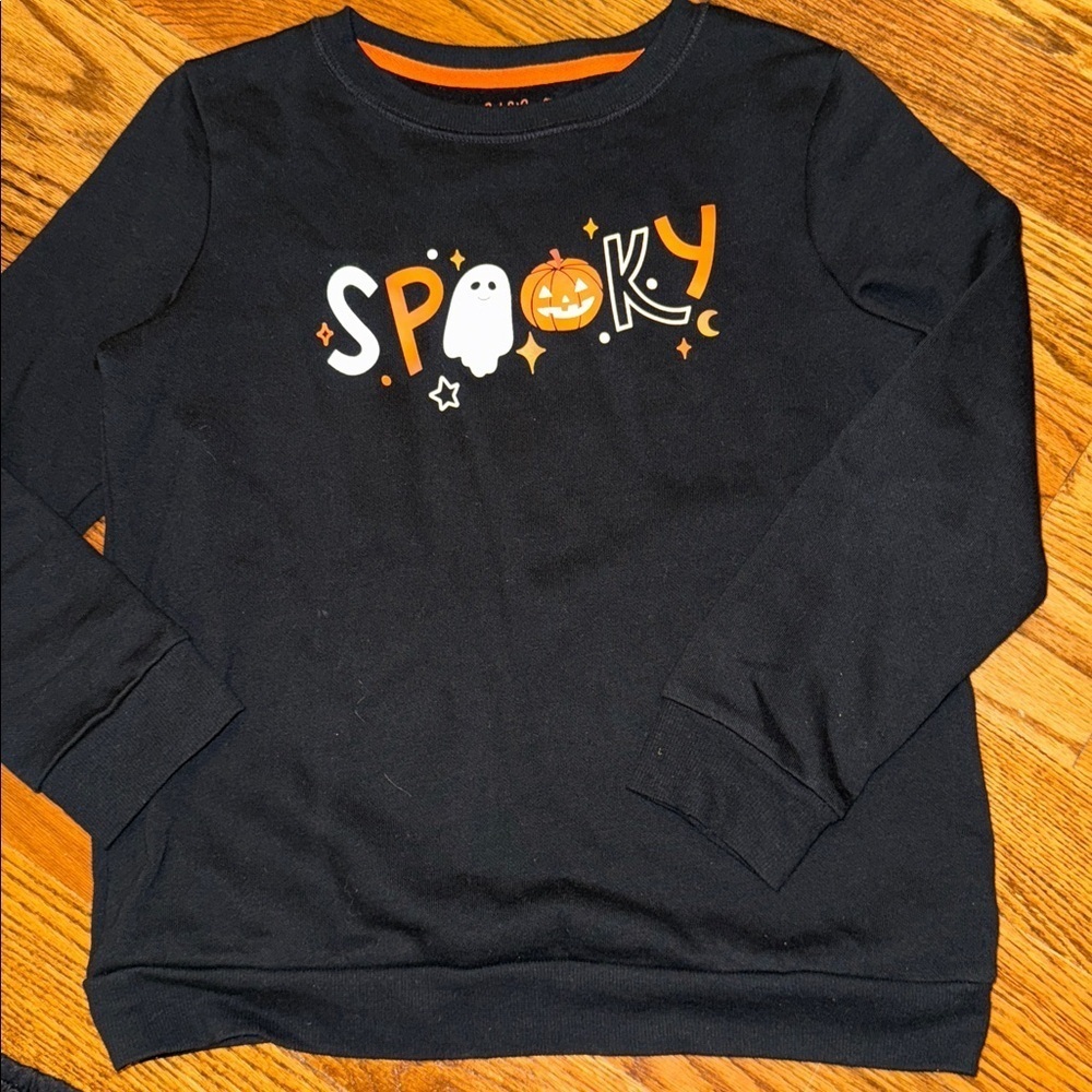 Cat & Jack spooky crew neck sweatshirt and black joggers set of 2 large (10/12) - Picture 2 of 8